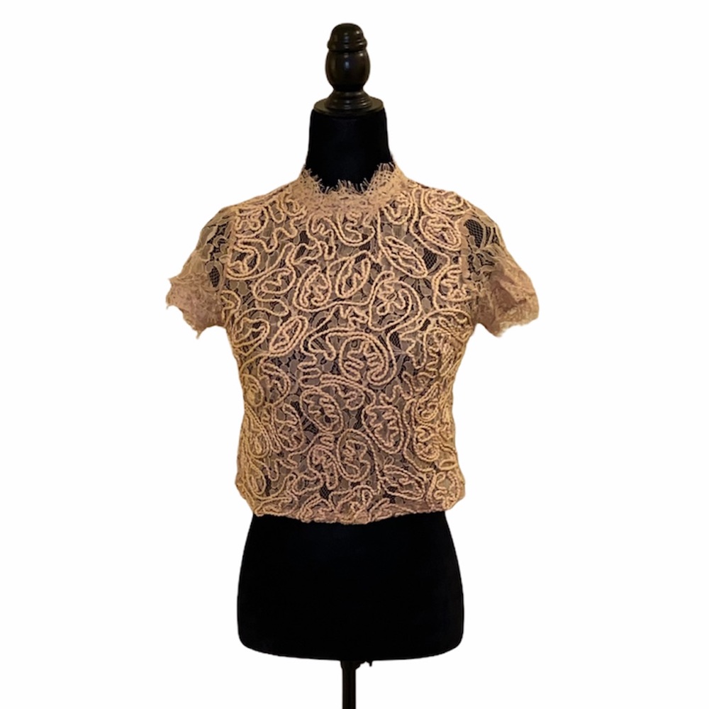 Zara lace light pink top NWT